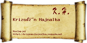 Krizsán Hajnalka névjegykártya